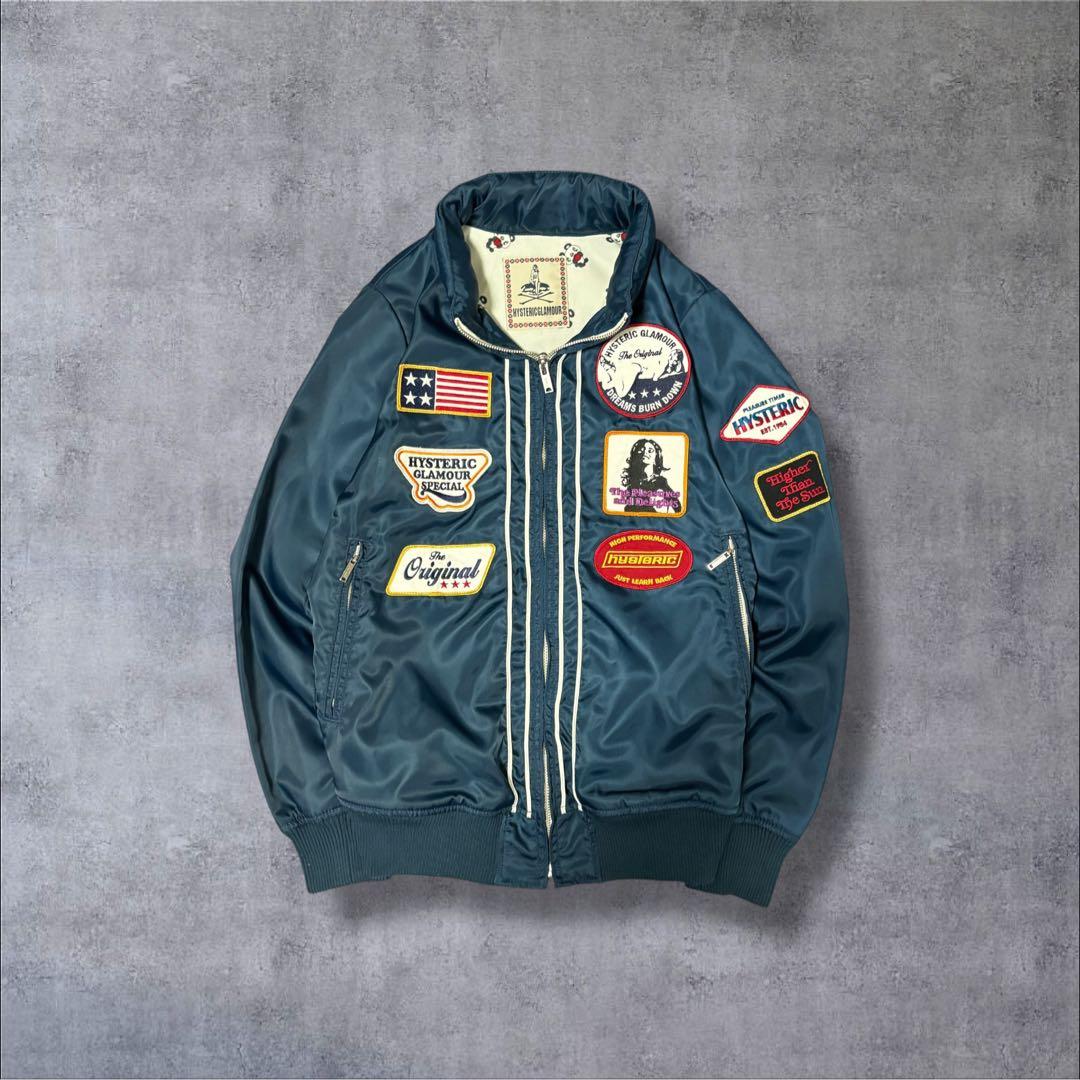 ヒステリックグラマー ワッペン ブルゾン 裏地パンダ 総柄 ヒスガール ネイビー