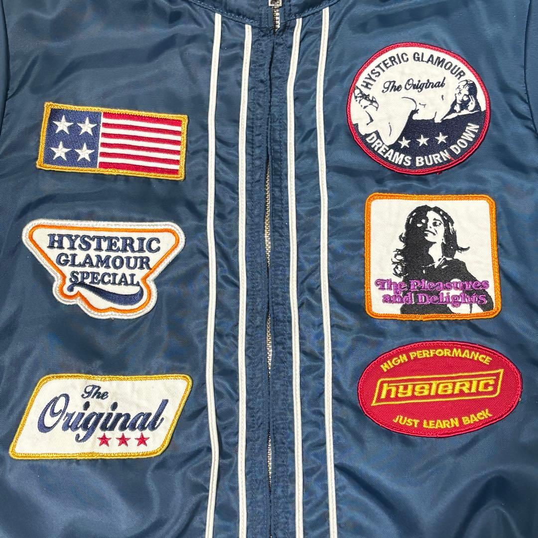 ヒステリックグラマー ワッペン ブルゾン 裏地パンダ 総柄 ヒスガール ネイビー