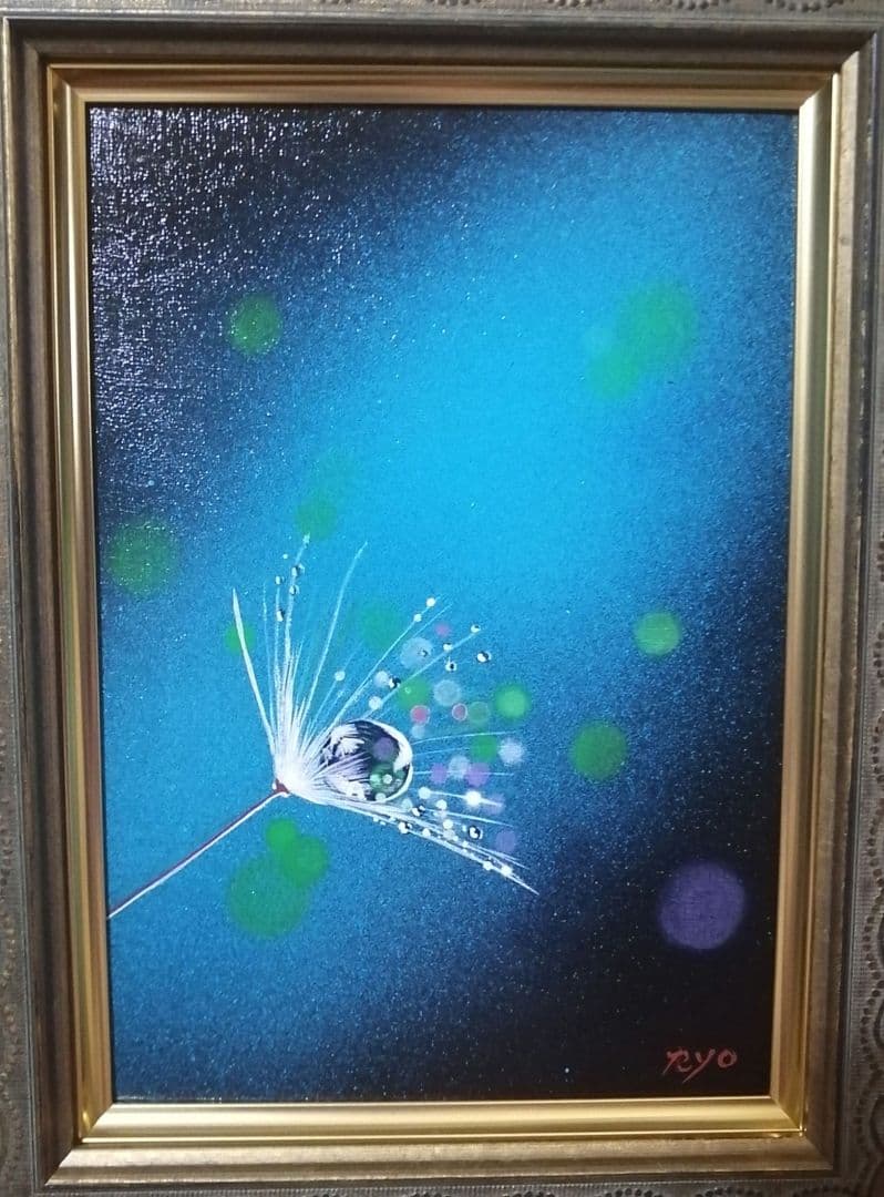 絵画　アクリル絵　額縁　ボード　タンポポ