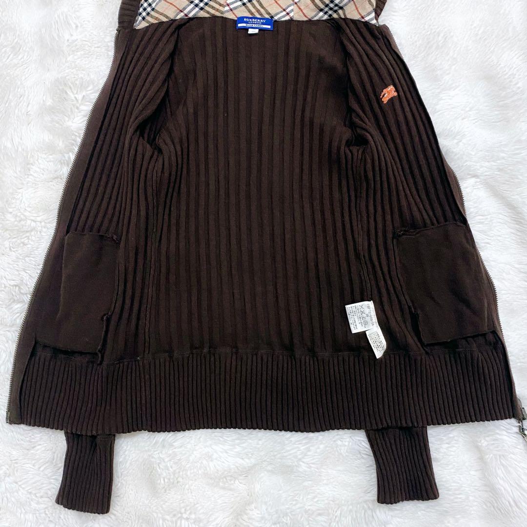 【Y2K】バーバリーロンドン パーカー フード ノバチェック 刺繍 ダブルジップ