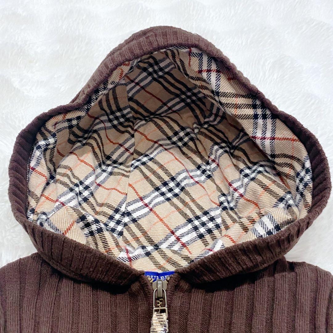 【Y2K】バーバリーロンドン パーカー フード ノバチェック 刺繍 ダブルジップ