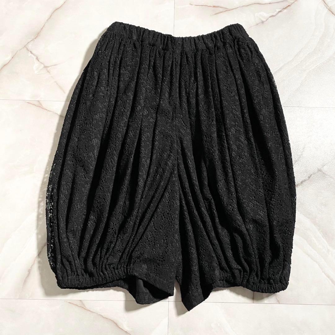 A15549　美品　コムデギャルソン　総レース　かぼちゃパンツ　バルーン　黒　S