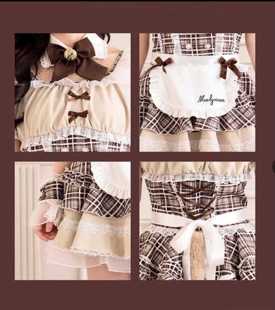 ロイヤルチェックキティメイド　オリジナルコスプレ9点セット　Malymoon