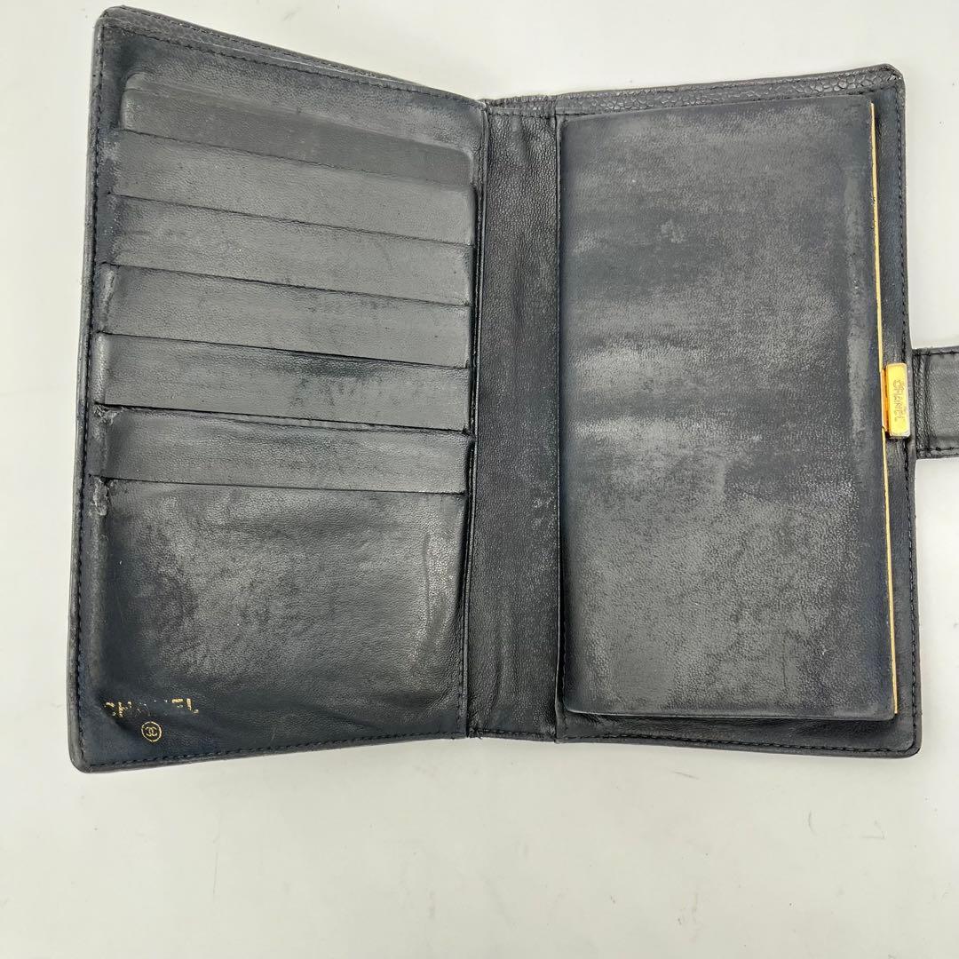 CHANEL 長財布 ココマーク キャビアスキン がま口 黒 ギャランティカード