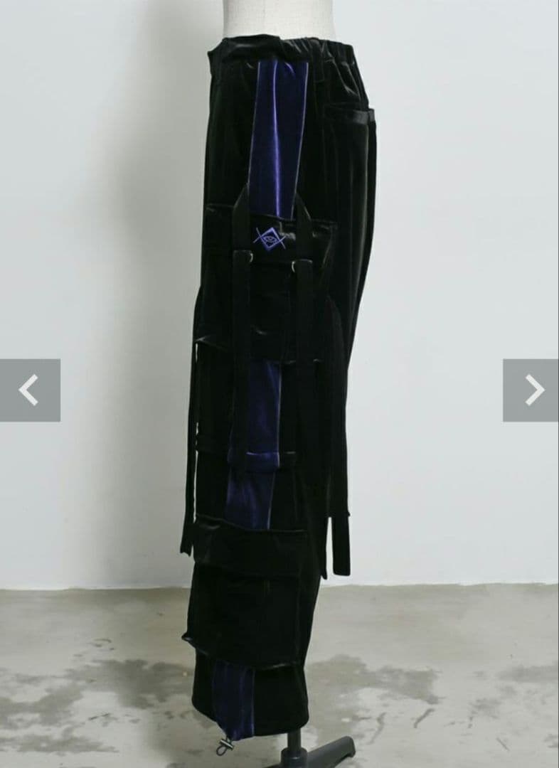 『REFLEM レフレム』2WAYワイドカーゴベロアパンツ/黒x紫