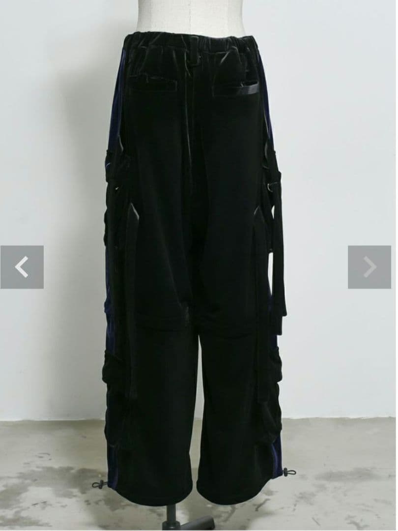 『REFLEM レフレム』2WAYワイドカーゴベロアパンツ/黒x紫