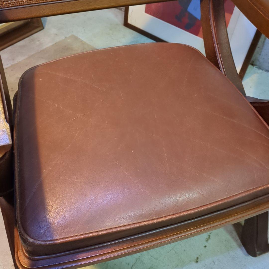 マルニ木工◆ビンテージ　ラタン　本革　ソファ　アーム　チェア 椅子 イス ④