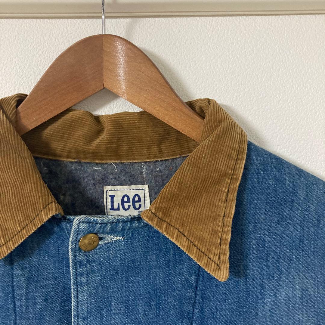 80s Lee デニムカバーオール　襟コーデュロイ
