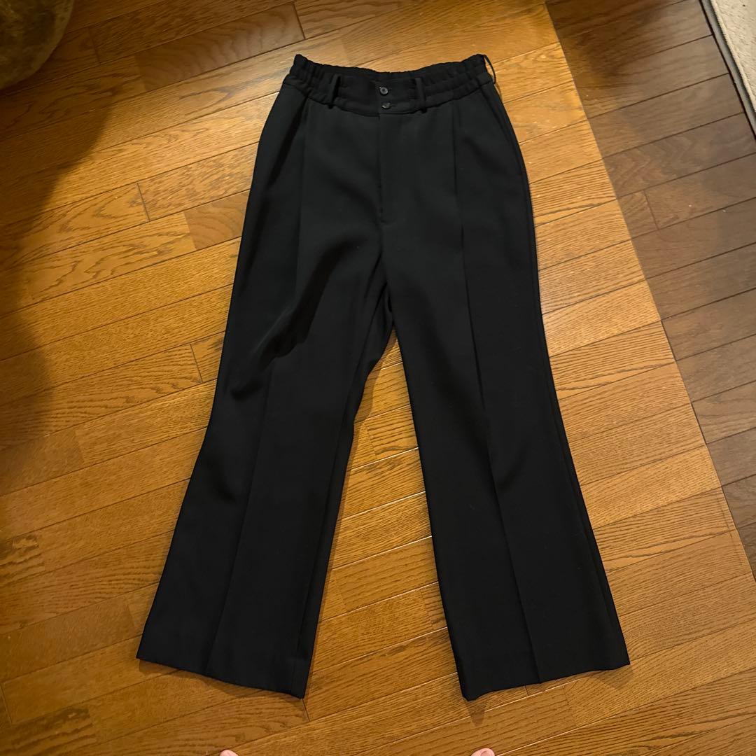 subulations ヘビーウールワイドフレアスラックス黒