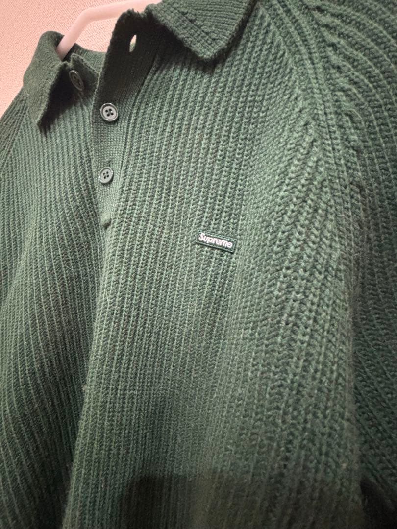 Supreme リブ編みポロセーター M グリーン　最終値下げ