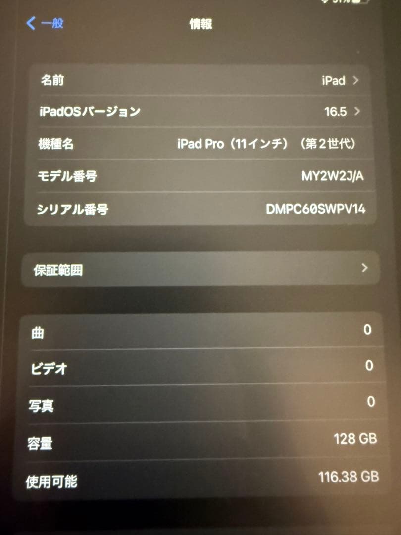 iPad Pro 11インチ 第2世代 128GB Simフリー セルラー