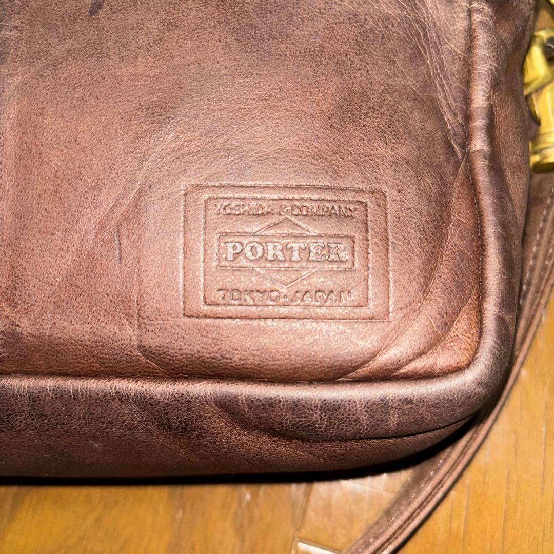 【PORTER / FRANK】ポーター レザーショルダーバッグ・ブラウン・馬革