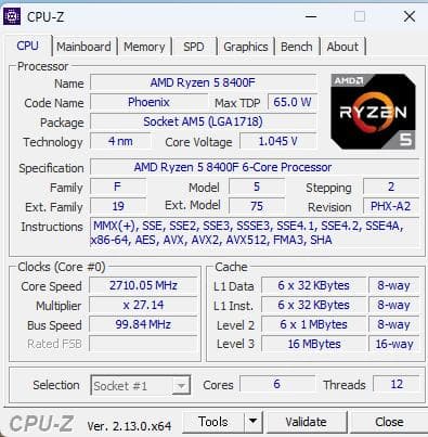 CPU AMD Ryzen 5 8400F 6-Core AM5