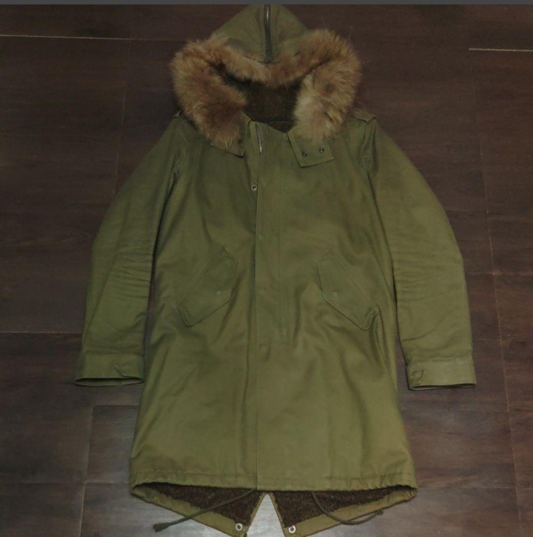 リチウムオム モッズコート ラクーンファー サイズ46 カーキ オリーブ