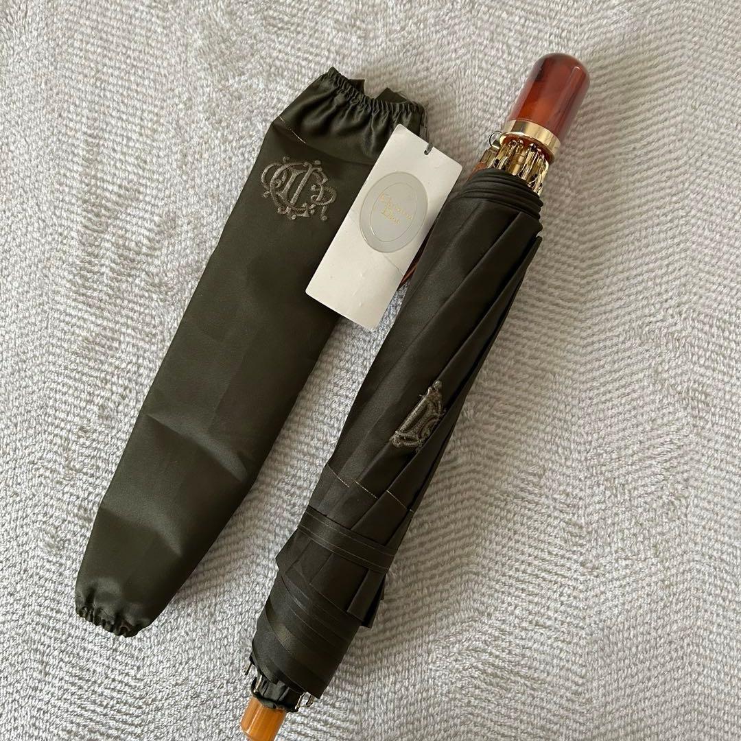 【未使用タグ付】レア！クリスチャンディオール　エンブレムロゴ　折りたたみ傘