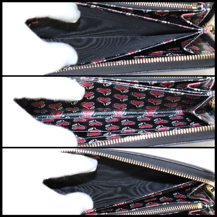 プラダ 1ML506 サフィアーノ　長財布　ハート　ブラック