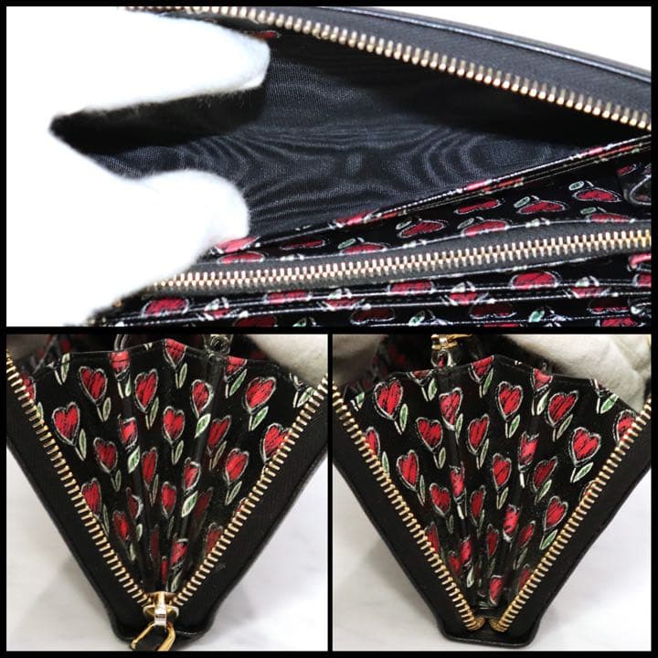 プラダ 1ML506 サフィアーノ　長財布　ハート　ブラック