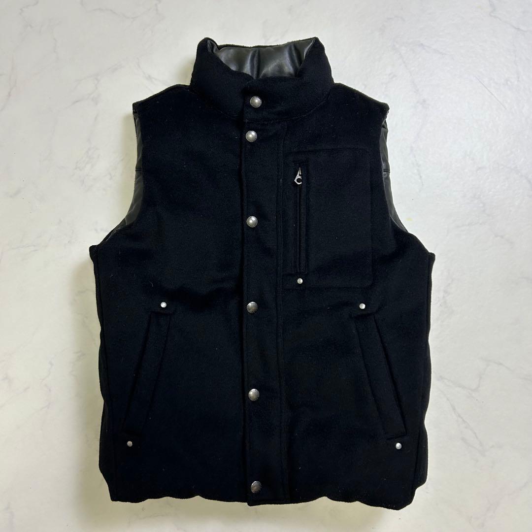 【希少】ポロラルフローレン レザー ダウンベスト リバーシブル 黒 M ウール
