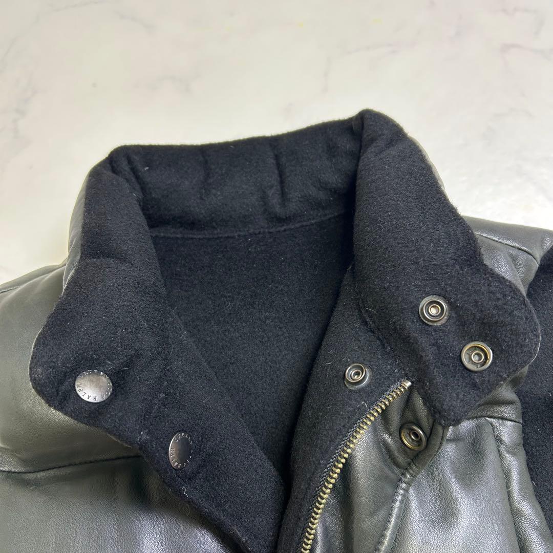 【希少】ポロラルフローレン レザー ダウンベスト リバーシブル 黒 M ウール