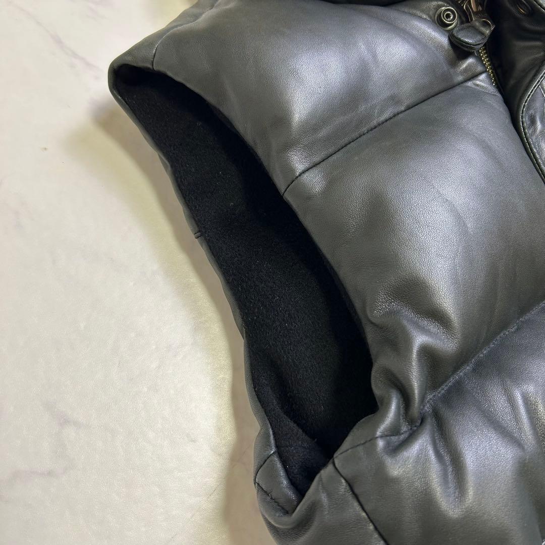 【希少】ポロラルフローレン レザー ダウンベスト リバーシブル 黒 M ウール