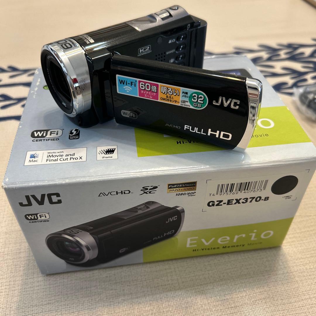 【箱付き美品】小型 ビデオカメラ JVC GZ-EX370-B フルHD