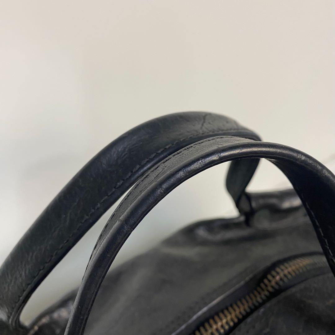 【希少】HTC ミニボストンバッグ　スタッズ　レザー　ブラック　本革