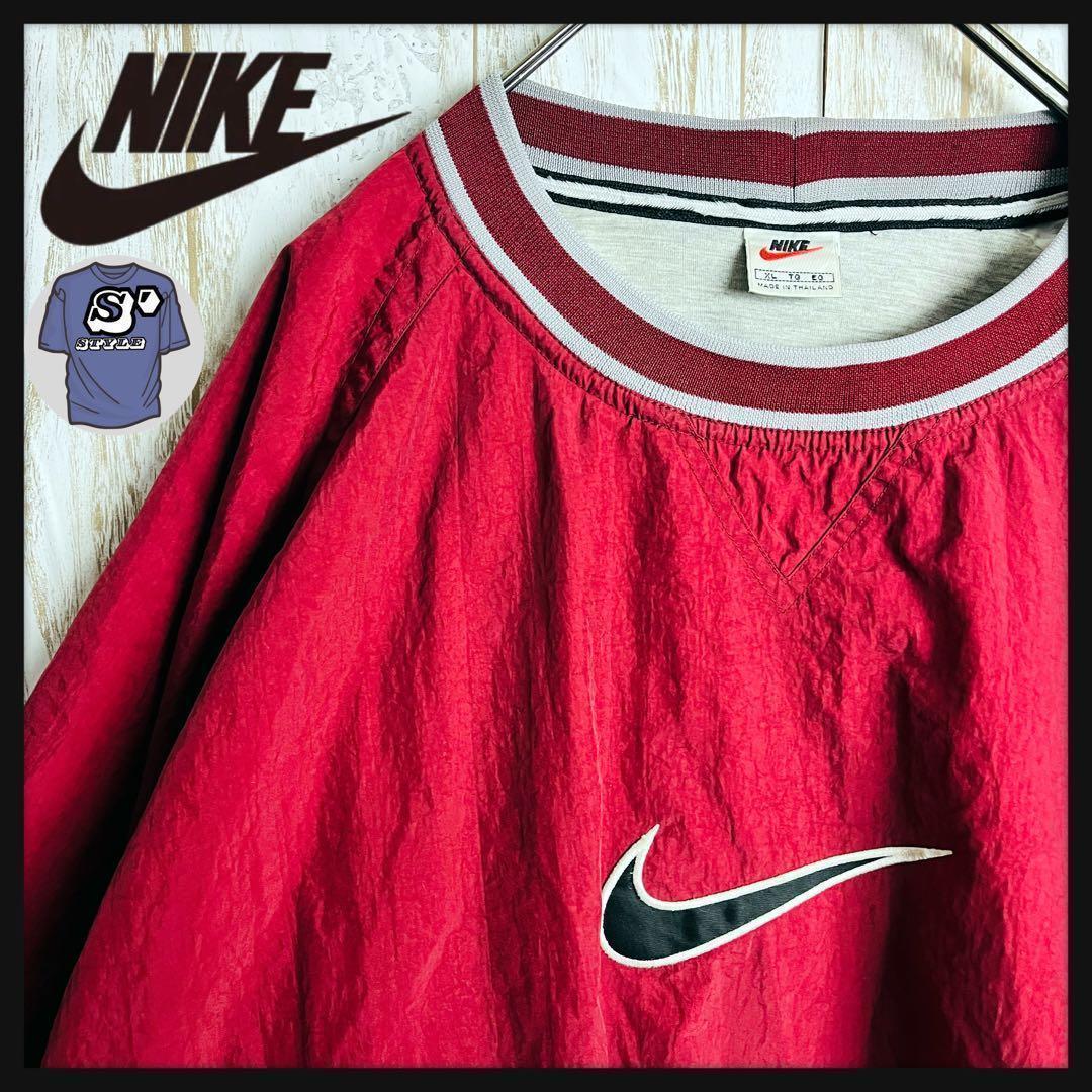 【希少デザイン】ナイキ☆刺繍センタースウッシュロゴスウェット 銀タグ ゆるだぼ