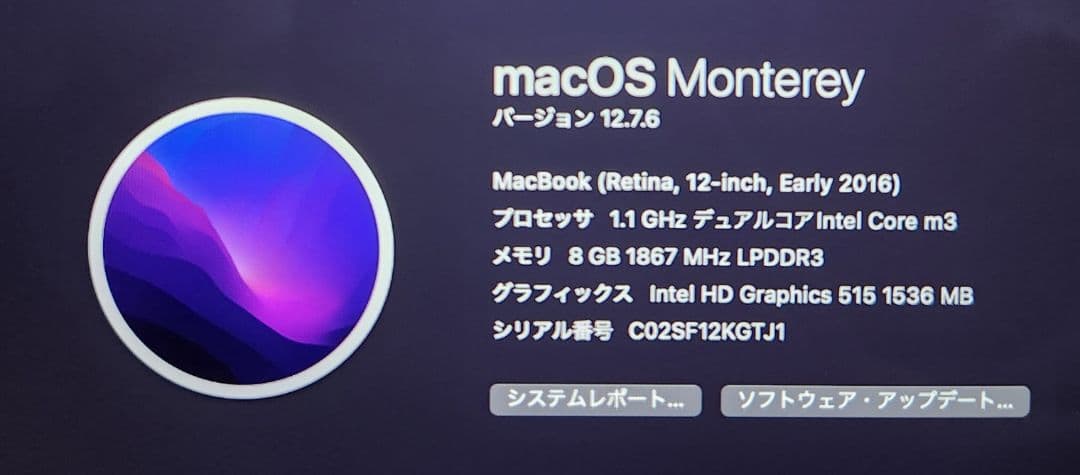 MacBook本体 MacBook 12 2016 8GB 256GB A1534