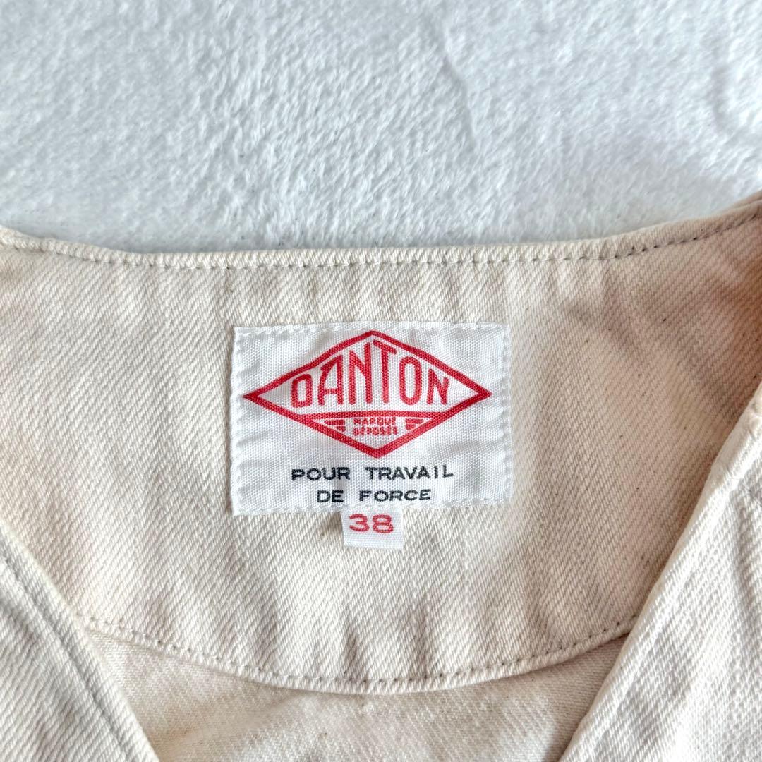 美品✨DANTON コットンツイル ノーカラージャケット 生成り 日本製