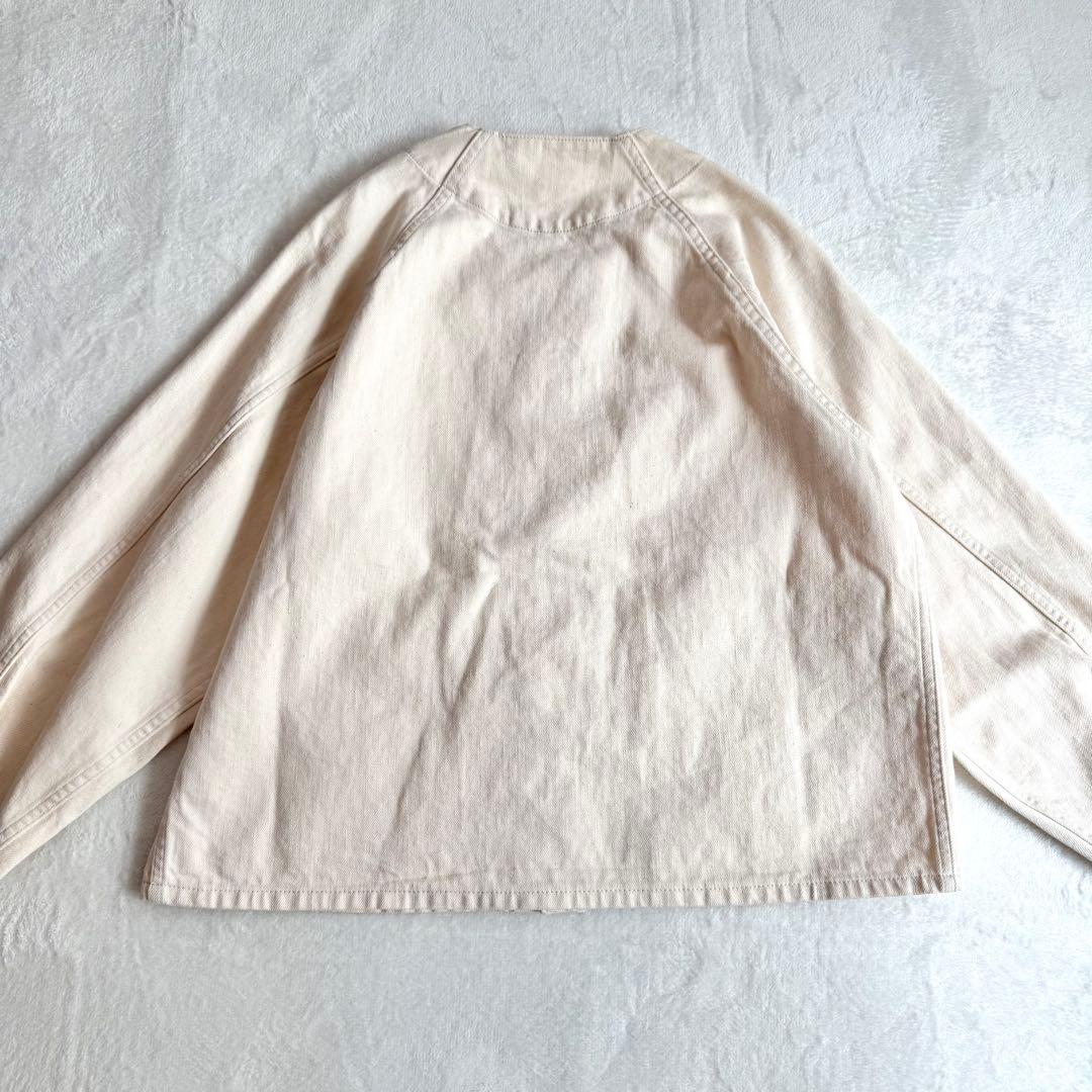 美品✨DANTON コットンツイル ノーカラージャケット 生成り 日本製