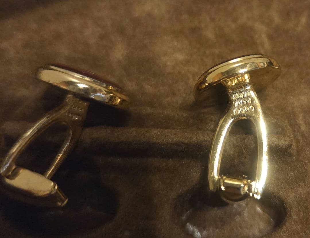 GUCCI ネクタイピン　カフスセット　ヴィンテージ　レッド　バーガンディ　箱付