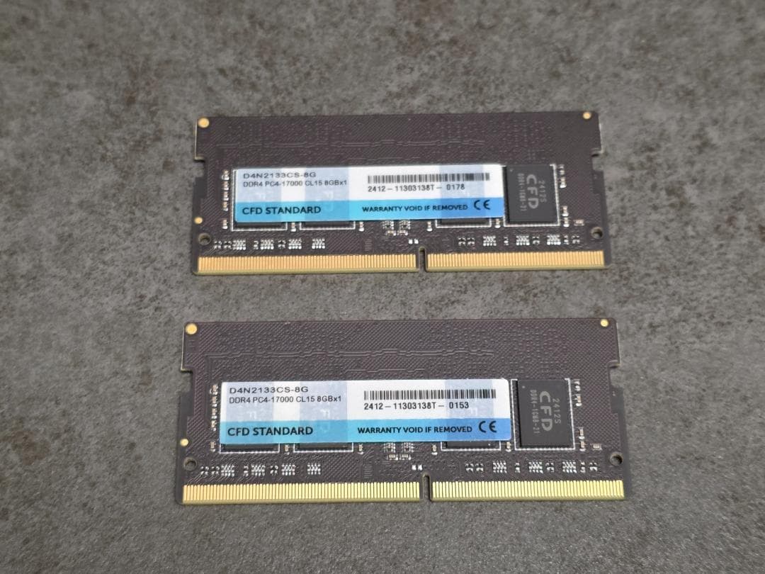 CFD DDR4 2133 8GB x 2枚