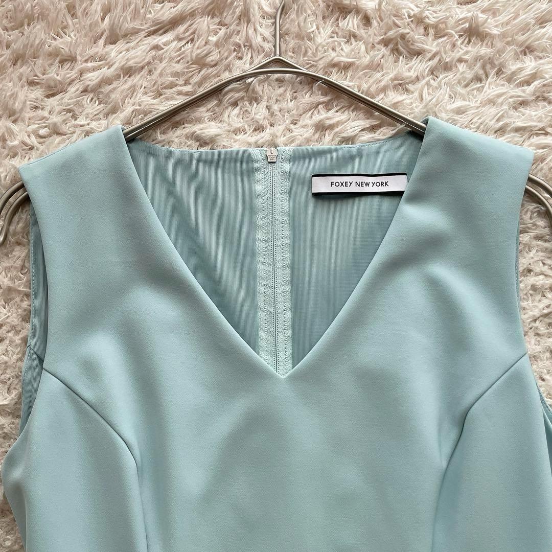 【美品】フォクシー ひざ丈ワンピース ドレス 切り替え フレア Aライン 38