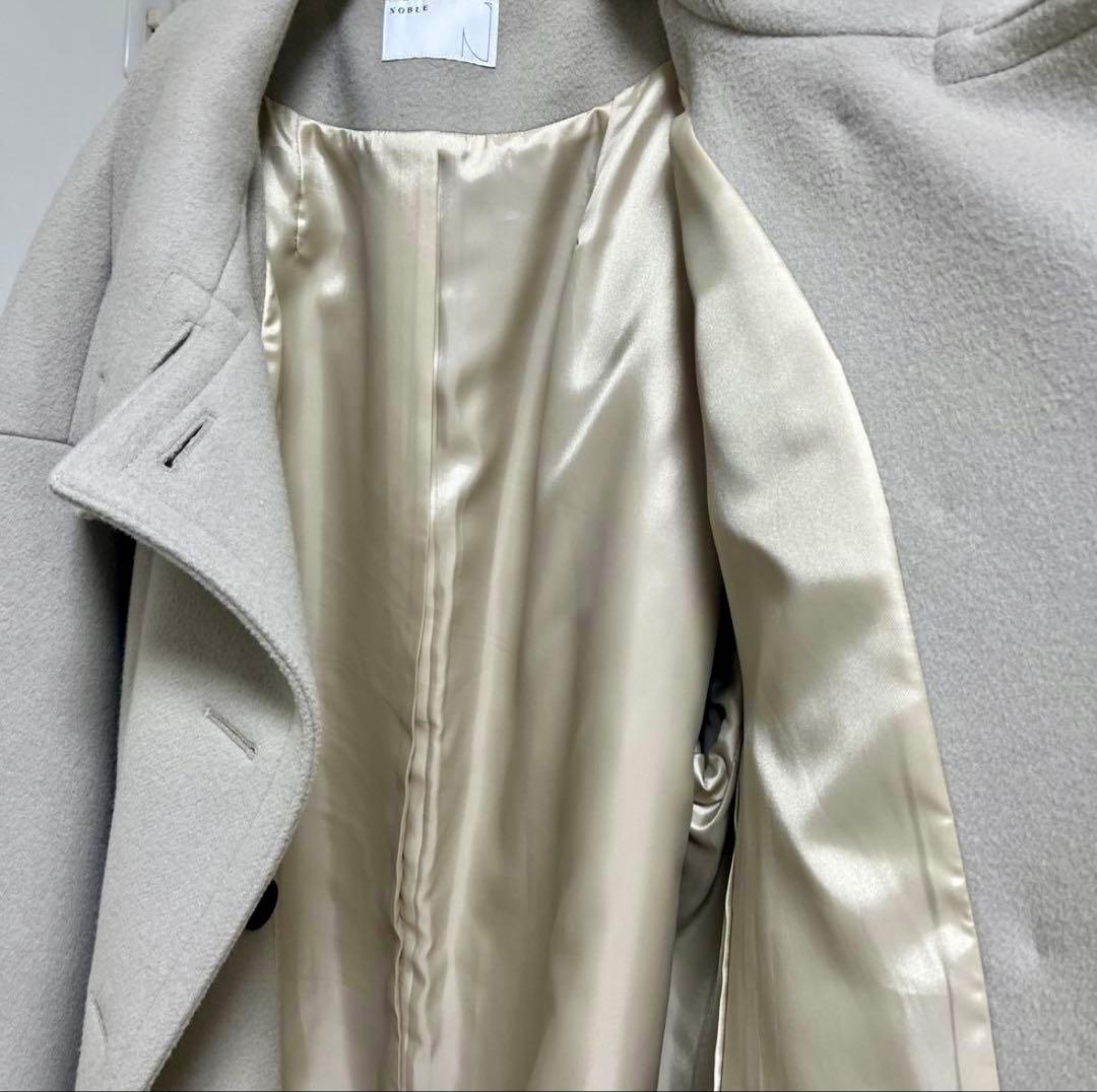 NOBLE スタンドカラーオーバーコート　ベージュ