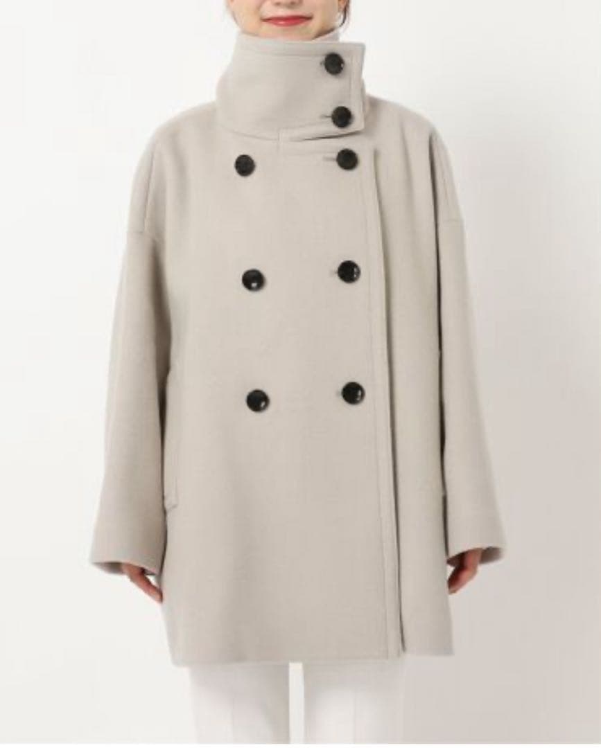 NOBLE スタンドカラーオーバーコート　ベージュ
