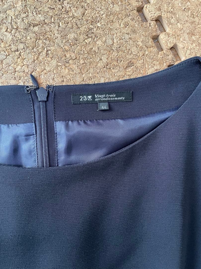 【23区】美品☆ネイビー フォーマルワンピース フレア Aライン ロング 行事