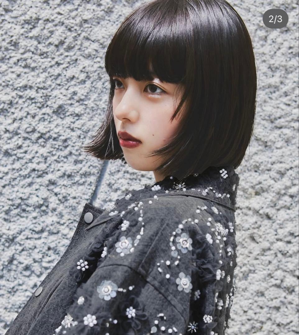 美品⭐️SNIDEL 24ss エンブロイダリーブルゾン　インディゴ　グレー　花