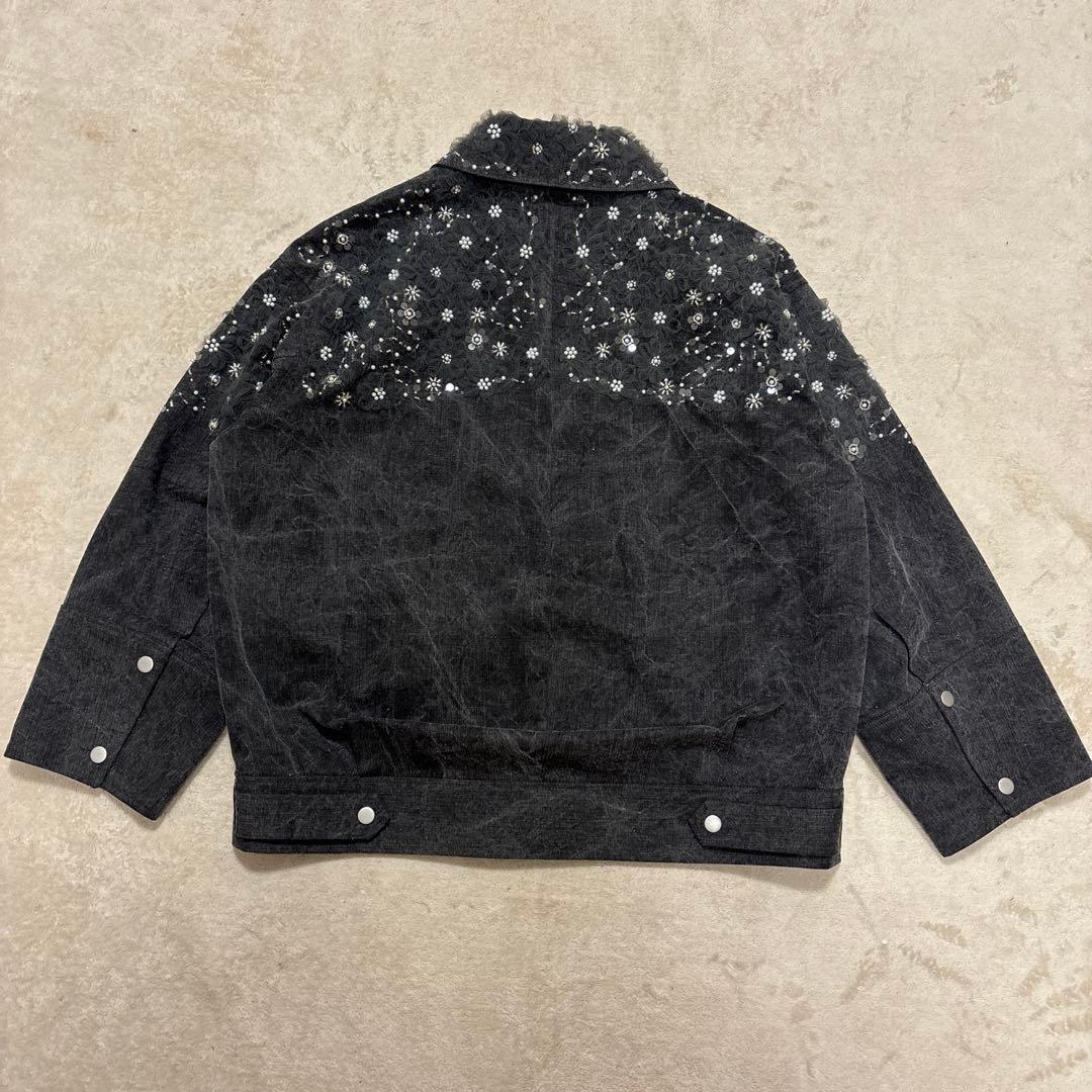 美品⭐️SNIDEL 24ss エンブロイダリーブルゾン　インディゴ　グレー　花