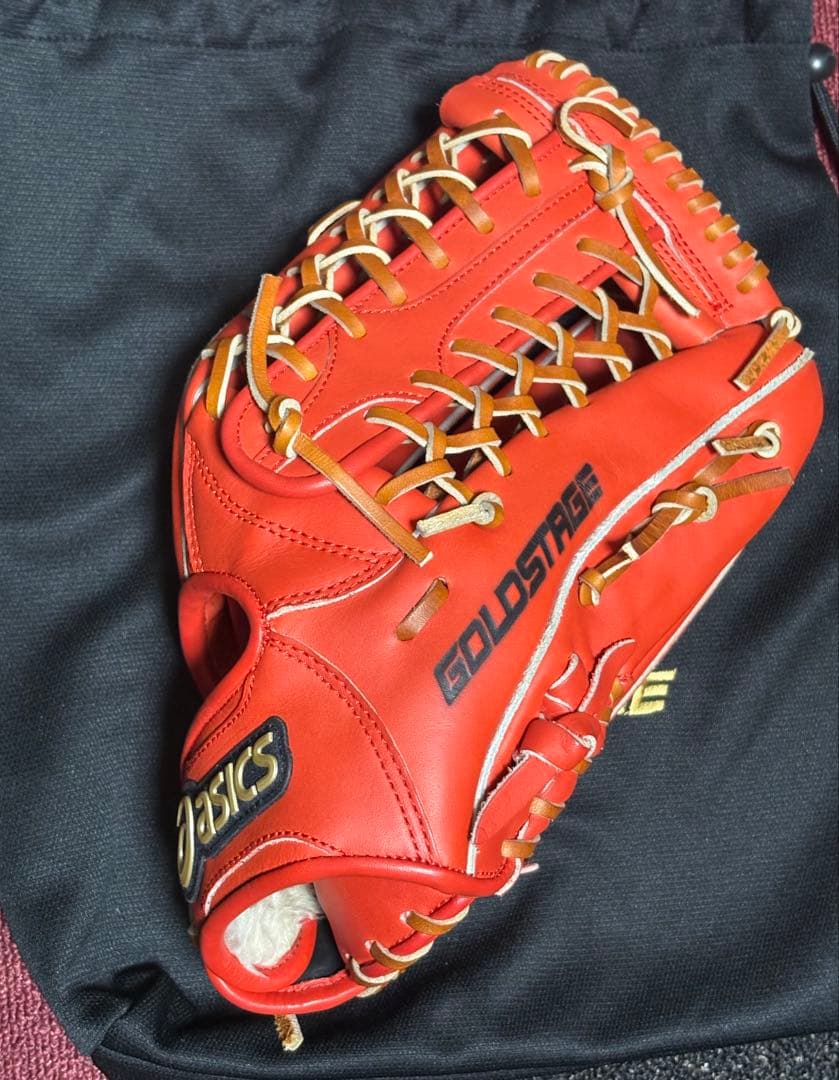 横*山様 袋付　asics ゴールドステージ 軟式　外野用グローブ