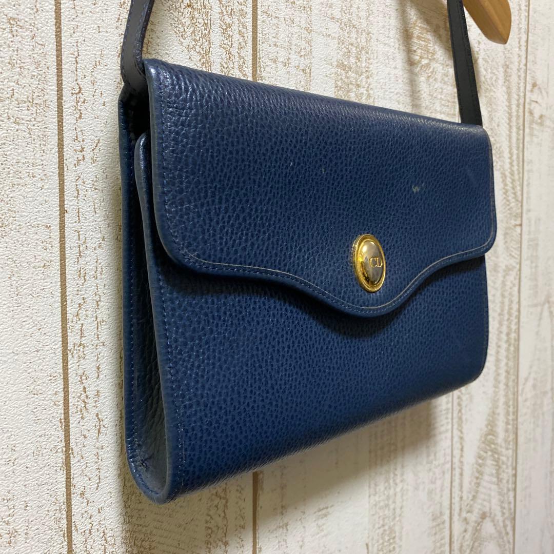 Christian Dior レザーバッグ ネイビー CDロゴ