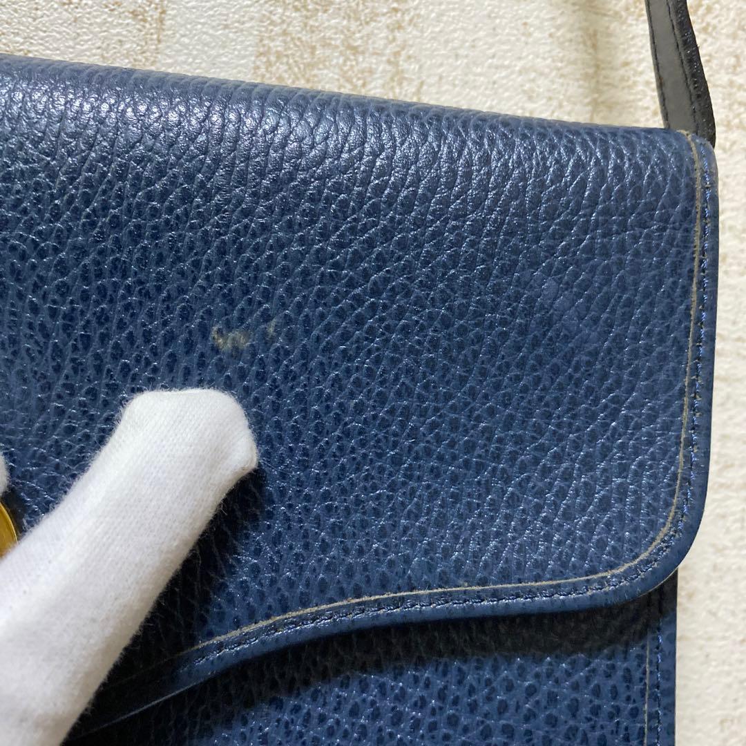 Christian Dior レザーバッグ ネイビー CDロゴ