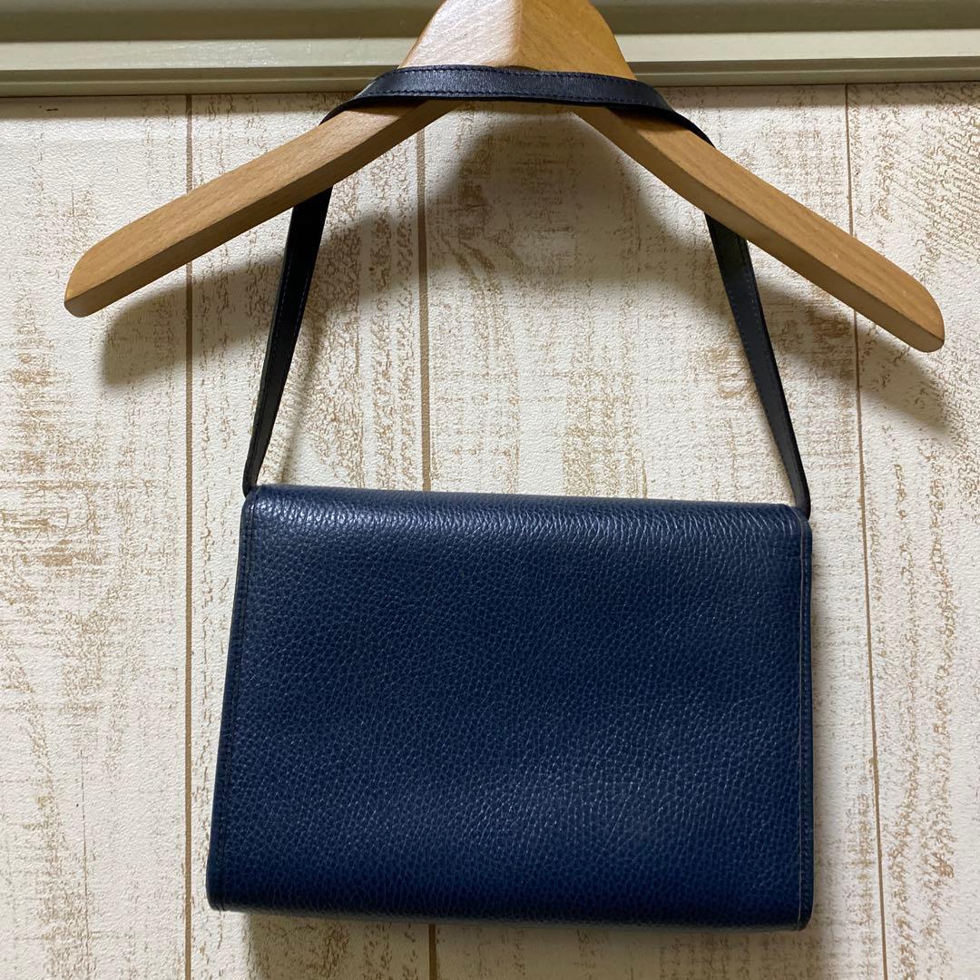 Christian Dior レザーバッグ ネイビー CDロゴ