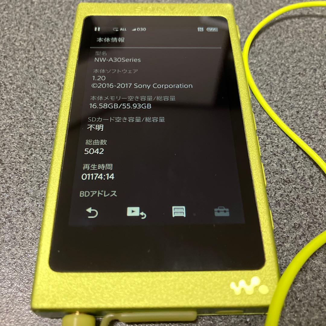 【SONY】NW-A37HN（ライムイエロー 64GB）【箱付き】