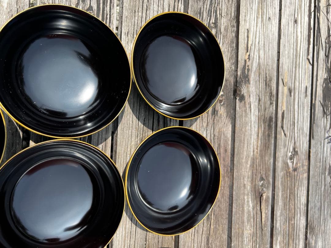 80 能登輪島塗 溜塗蒔絵椀 五三桐紋