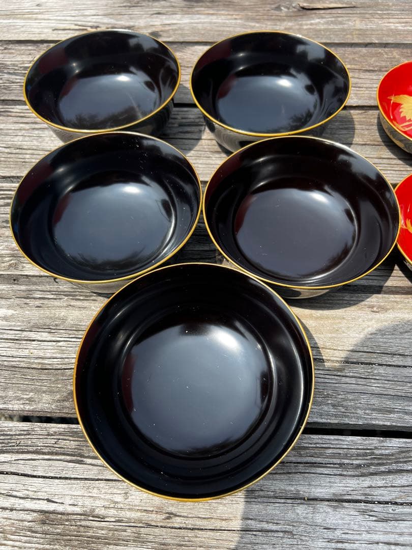 80 能登輪島塗 溜塗蒔絵椀 五三桐紋