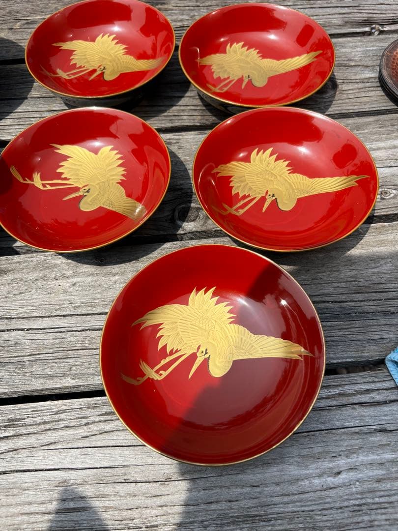 80 能登輪島塗 溜塗蒔絵椀 五三桐紋