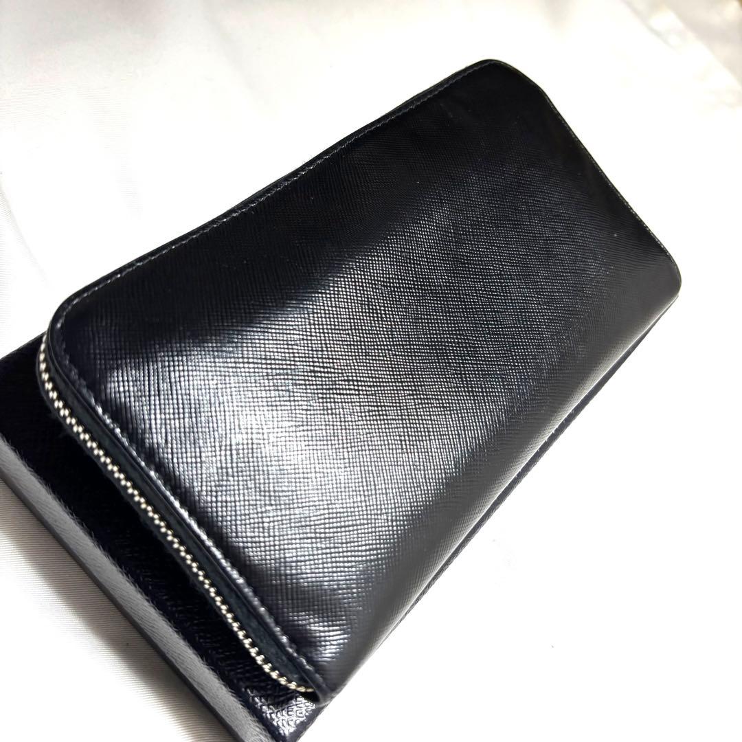 ちょこたん　PRADA プラダ◆黒ブラック◆サフィアーノレザー◆長財布