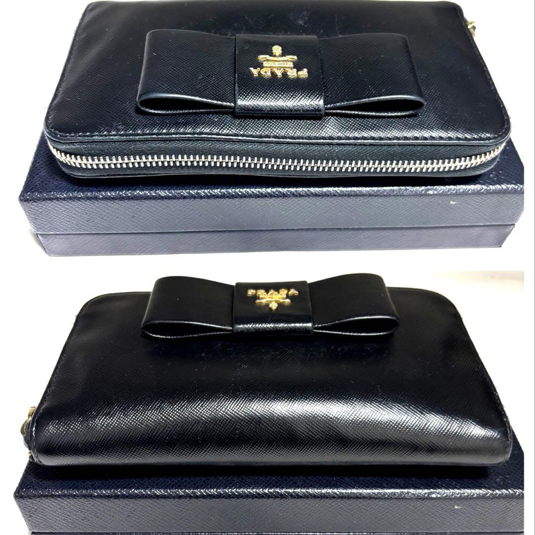 ちょこたん　PRADA プラダ◆黒ブラック◆サフィアーノレザー◆長財布