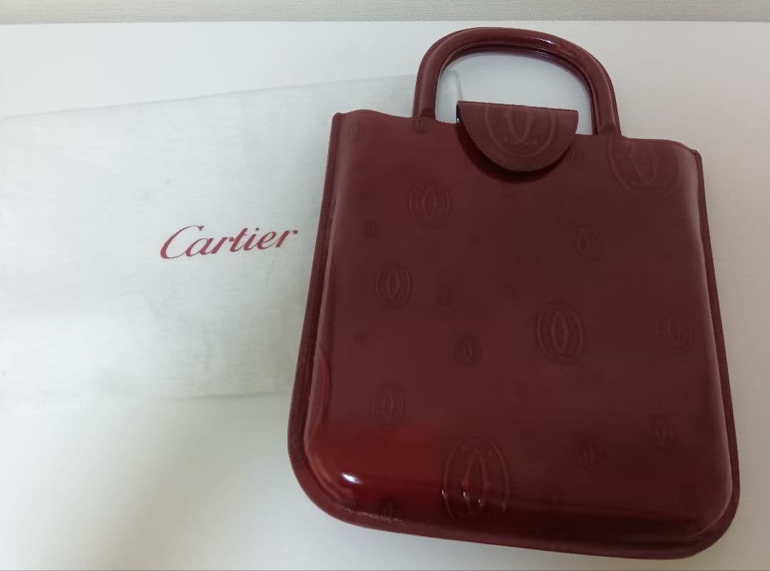 最終価格！Cartier ハッピーバースデー　ボルドー エナメルレザー バック