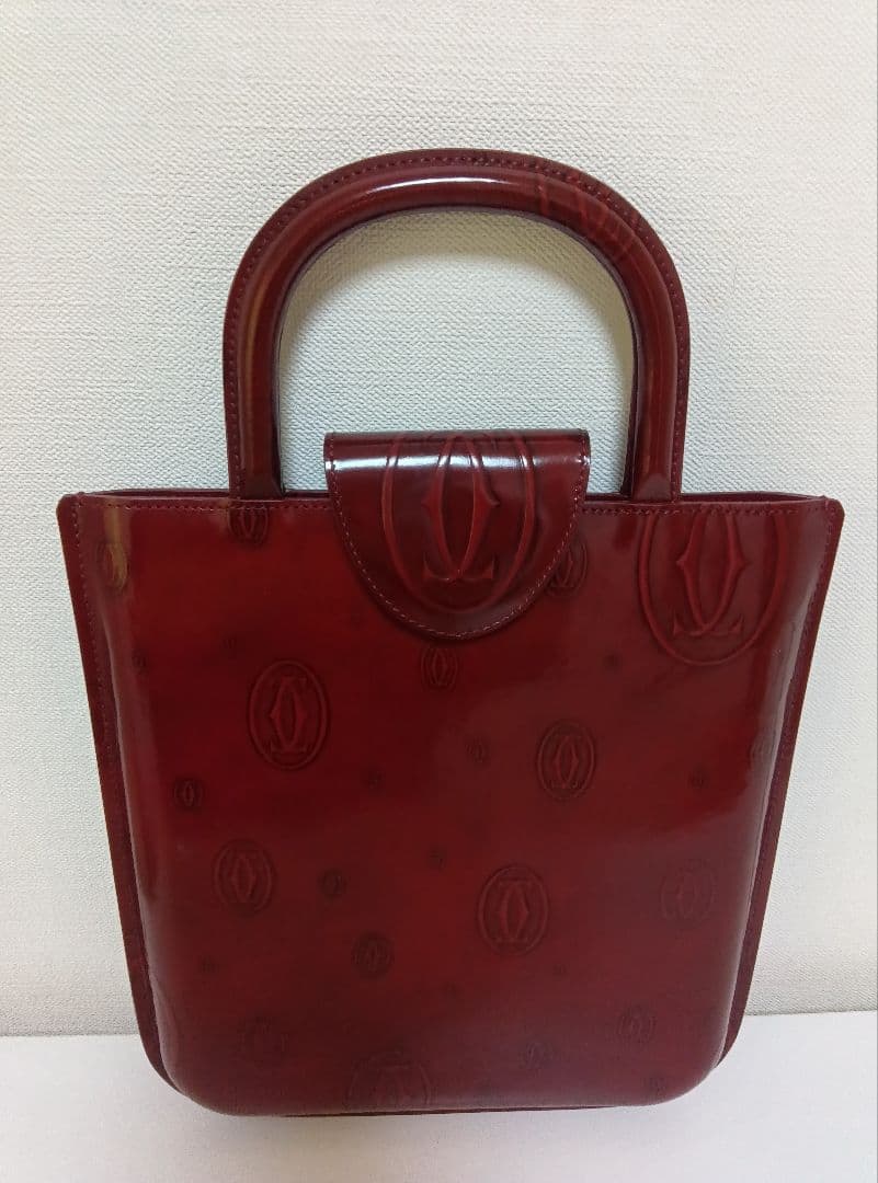 最終価格！Cartier ハッピーバースデー　ボルドー エナメルレザー バック